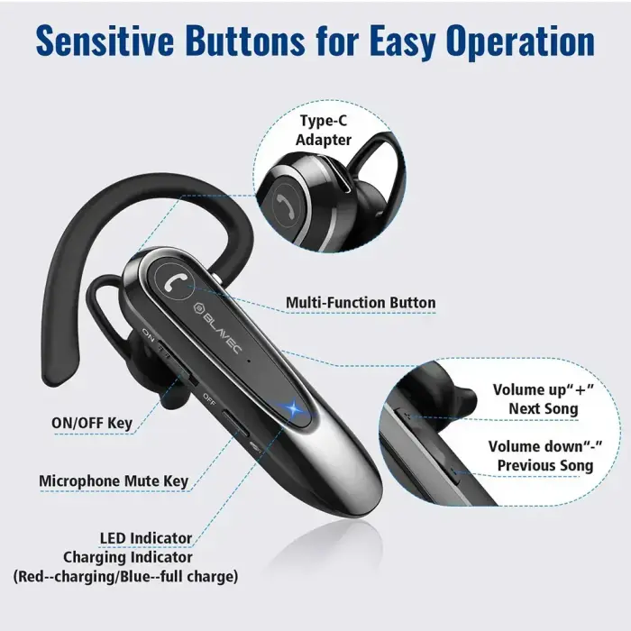 Blavec Bluetooth Headset Adventure 5 Multipoint (BHAD5-B) black Фото 3