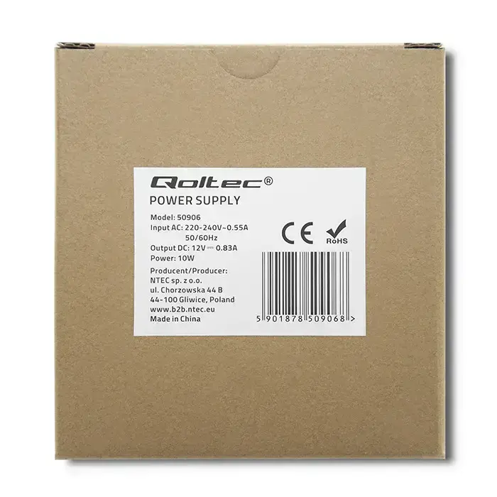Qoltec DIN rail power supply | 10W | 12V | 0.83A | White | Slim Foto 7