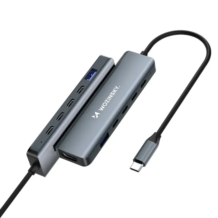 USB-C 6 in 1 Hub Wozinsky WHBC10Y4S Multifunctional, Aluminum, with 25 cm Cable - Gray Фото 2