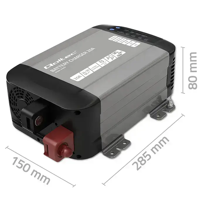 Qoltec Smart Monolith charger for LiFePO4 AGM GEL SLA batteries | 20A | 24V Фото 13