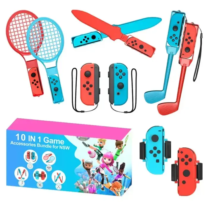 Nintendo Switch Sports 10-in-1 Family Accessory Pack - Red and Blue Photo 2