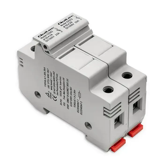 Qoltec Fuse base + DC fuse | 2P|1000V |20A |10x38 |solar Foto 8