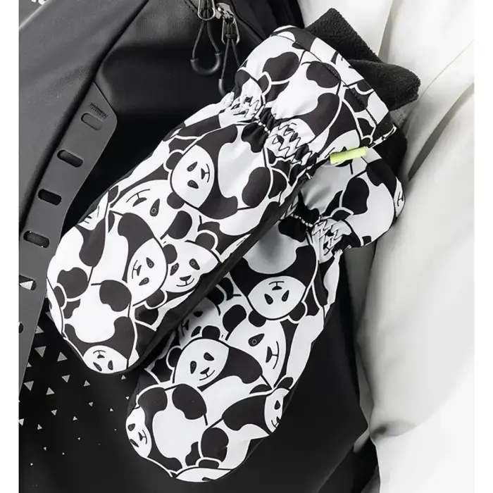 Qunature Panda Heat Transfer Ski Gloves Kids Size S - Black/White Foto 7