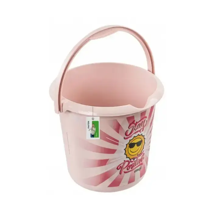 Декоративное ведро Bucket deco 10L Ilvie "Emoji Stay Positive" Ø30x28 см, розовое. Фото 2