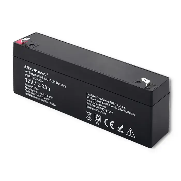 Qoltec AGM battery | 12V | 2.3Ah | Maintenance-free | Efficient| LongLife | for UPS, scale, cash register Фото 11