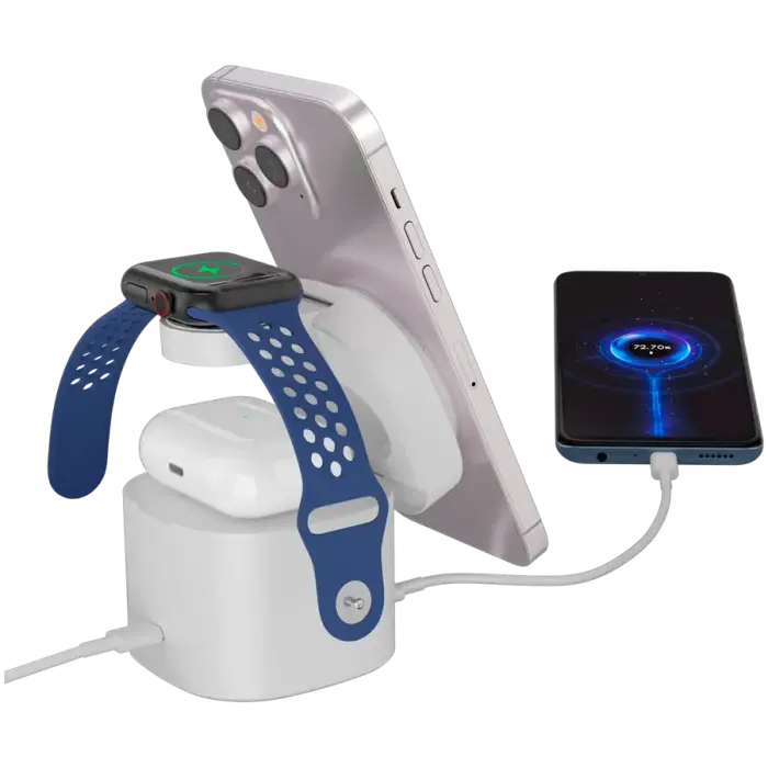 Canyon 4 in 1 Wireless Charging Stand, 30W max, Size: 70x70x70.3mm, weight: 414g, with 65W charger and 1M cable, white Foto 4