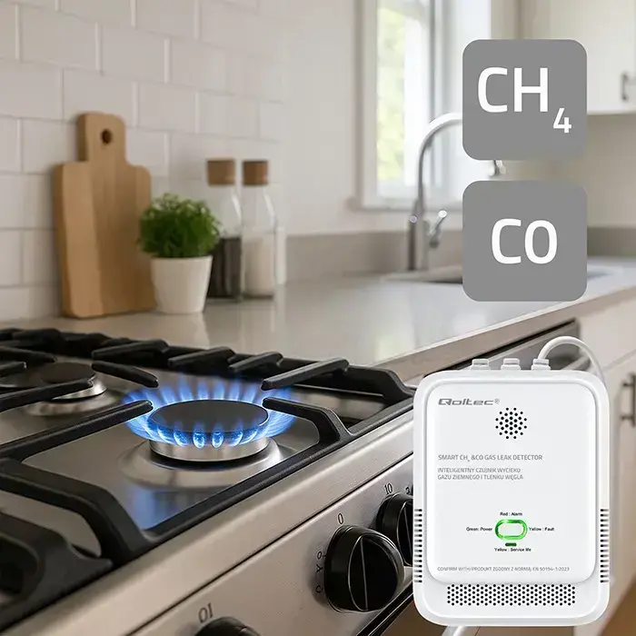 Qoltec Certified wireless Gas Leak (CH4) and Carbon monoxide (CO) detector | alarm 85dB | LED Фото 2