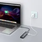 USB-C 6 in 1 Hub Wozinsky WHBC10Y4S Multifunctional, Aluminum, with 25 cm Cable - Gray Фото 5