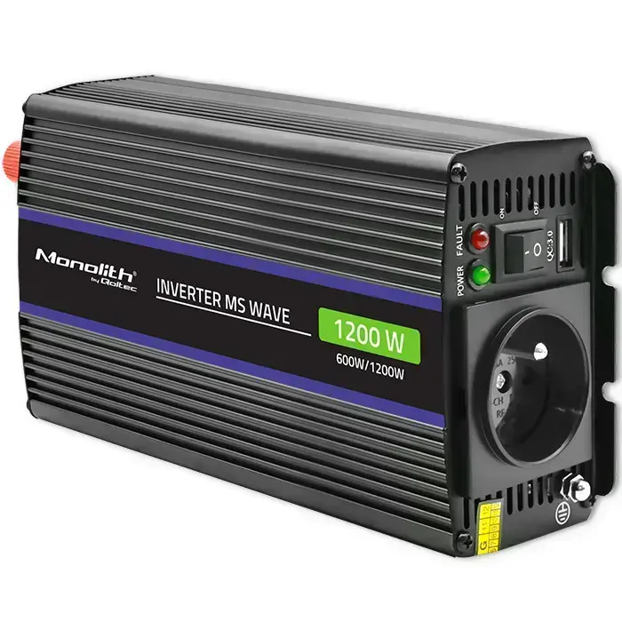 Qoltec Monolith voltage converter 1200 MS Wave |12V to 230V | 600/1200W | USB Photo 11