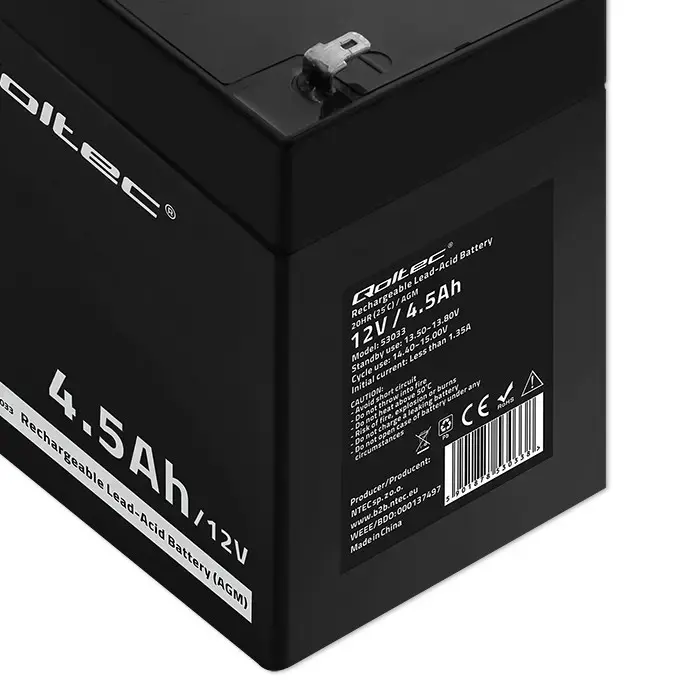 Qoltec AGM battery | 12V | 4.5Ah | Maintenance-free | Efficient| LongLife | for UPS, scale, cash register Foto 4