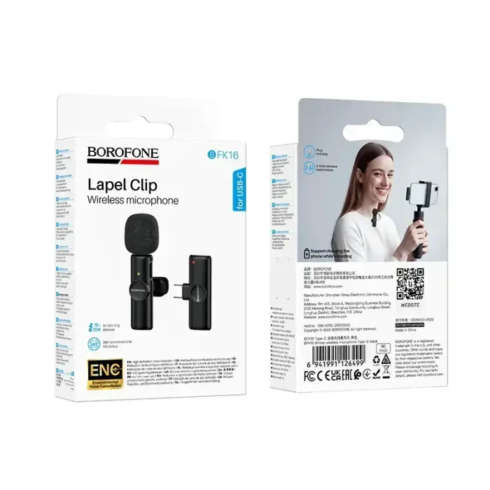 Borofone Lavalier wireless microphone BFK16 Winner Type C black Foto 9