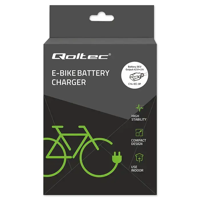 Qoltec Fast Charger for e-bike 36V | 42V | 2A | C14-IEC-3Pin +power cable Foto 14