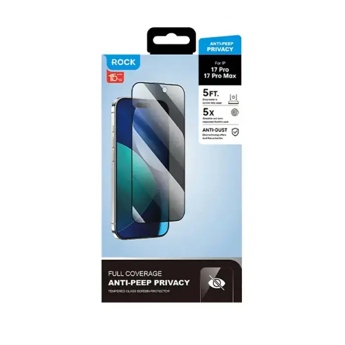 Rock Tempered glass Privacy Full-coverage Anti-static for Iphone 17 Pro Foto 10