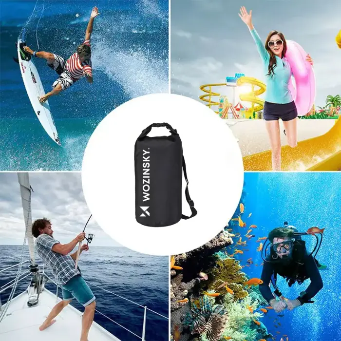 Wozinsky WWK-20 waterproof bag for sup kayak 20l - black Foto 3