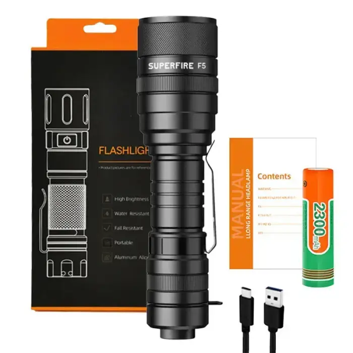 Flashlight Superfire F5, 1100lm, USB Фото 2
