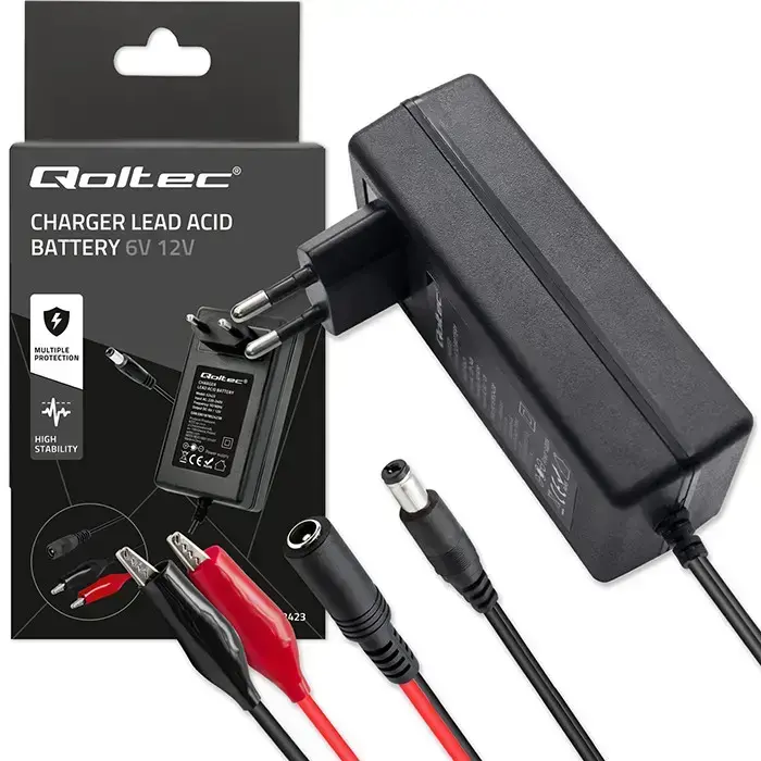 Qoltec Automatic charger for AGM GEL STD 6V 12V battery | 1.5A | Rectifier with LED indicator Foto 6