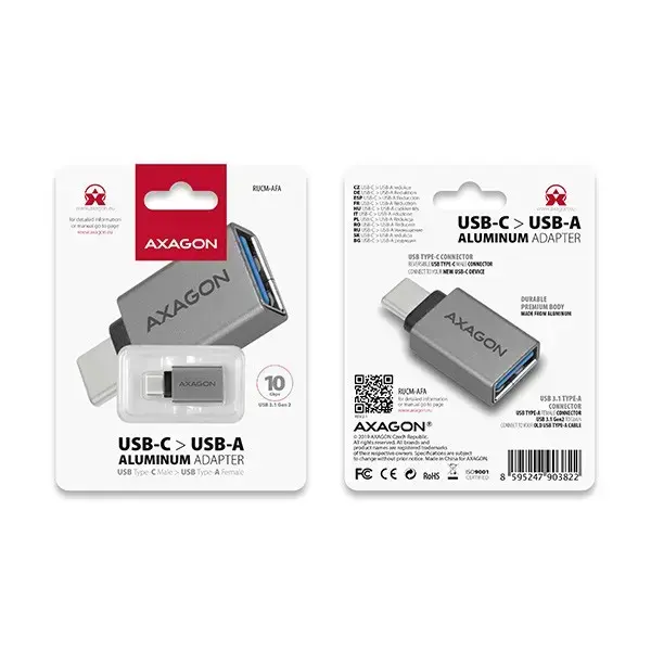 AXAGON RUCM-AFA adapter USB-C -> USB-A ALU Фото 6