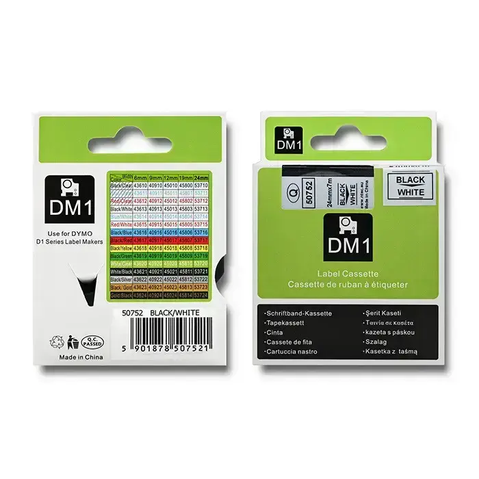 Qoltec Tape for DYMO D1 53713, 53718 | 24mm x 7m | White/Black print Фото 11