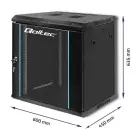 Qoltec RACK Cabinet 19" | 12U | 600 x 635 x 450 | Tempered doors | Hanging | Steel case | Lock | Black Foto 5