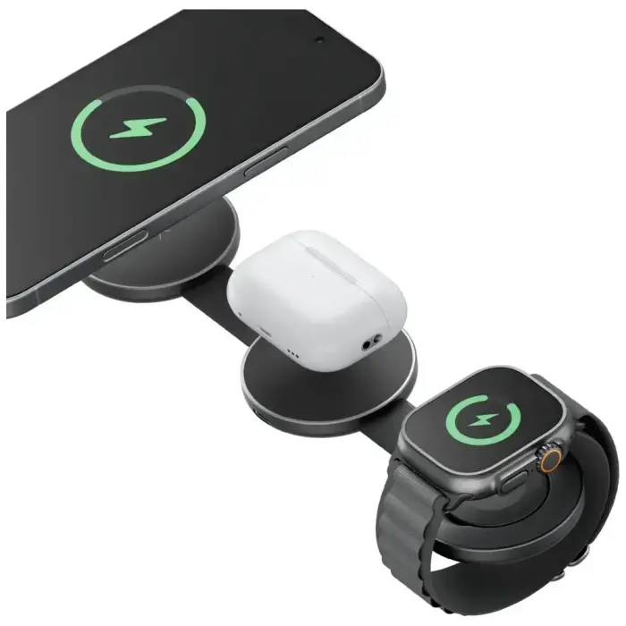 Wireless charger Energea Alumag Trio 3in1 Qi2 15W graphite Фото 4