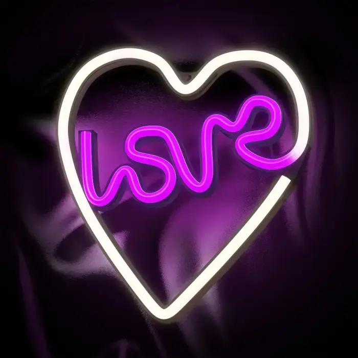 Neon LED Light LOVE HEART purple white NNE02 Neolia Фото 4