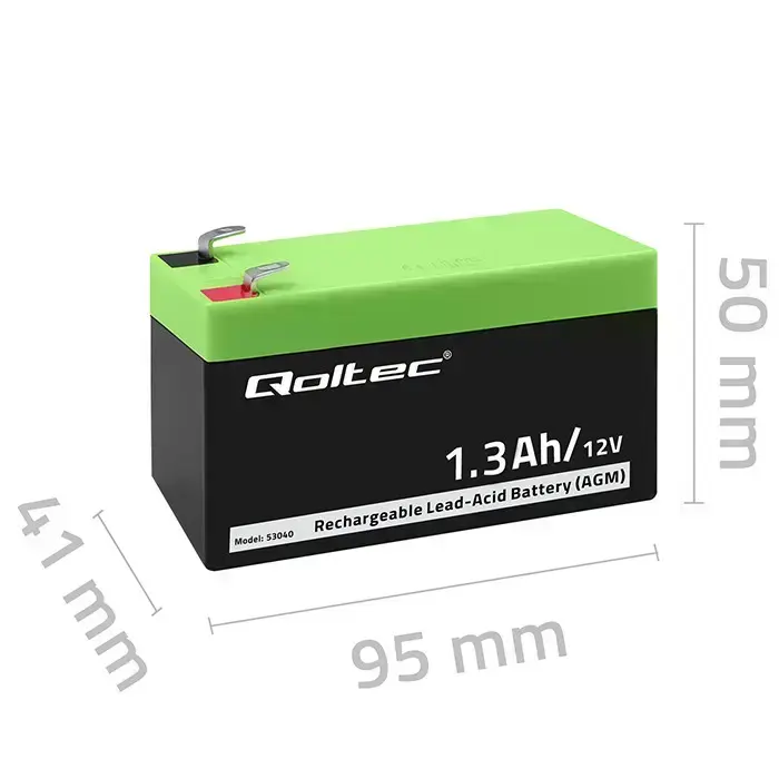 Qoltec AGM battery | 12V | 1.3Ah | Maintenance-free | Efficient| LongLife | for UPS, scale, cash register Фото 5