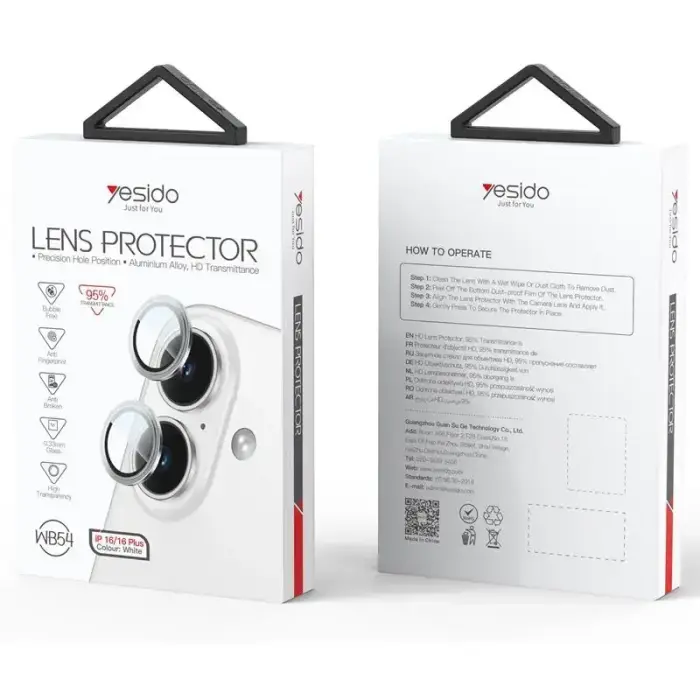 YESIDO LENS PROTECTION WB54 IPHONE 16/16 PLUS BLACK Foto 2