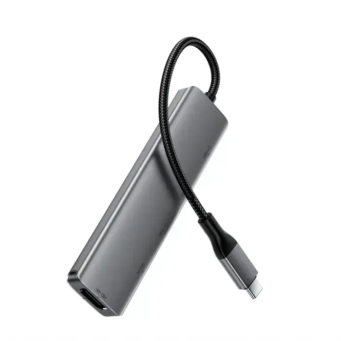 Acefast J18 USB Hub USB-C 6-in-1 HDMI 4K 60Hz PD90W Docking Station - Gray Фото 3