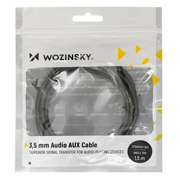 Wozinsky AUX cable angled (male-male) mini jack cable 1.5m black Photo 5