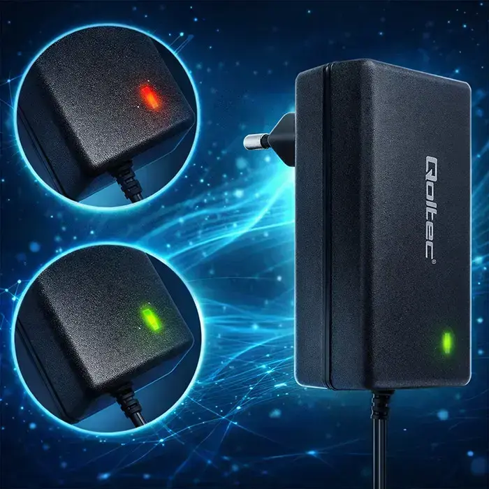 Qoltec Automatic charger for AGM GEL STD batteries | 24V charger | 19.2W | 5.5x2.1 | 1.8m cable Photo 4