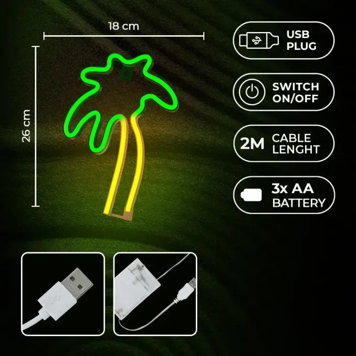 Neon LED Light PALM green orange NNE04 Neolia Фото 5