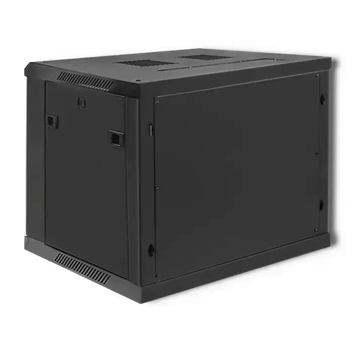 Qoltec RACK Cabinet 19" | 9U | 600 x 500 x 600 | Tempered doors | Hanging | Steel case | Lock | Black Photo 5