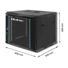 Qoltec RACK Cabinet 19" | 9U | 600 x 500 x 600 | Tempered doors | Hanging | Steel case | Lock | Black Photo 3