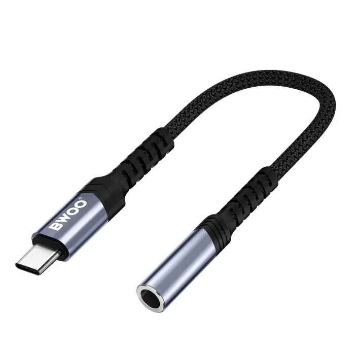 BWOO audio adapter cable BZ47 aux 3,5 mm to USB-C black Фото 5