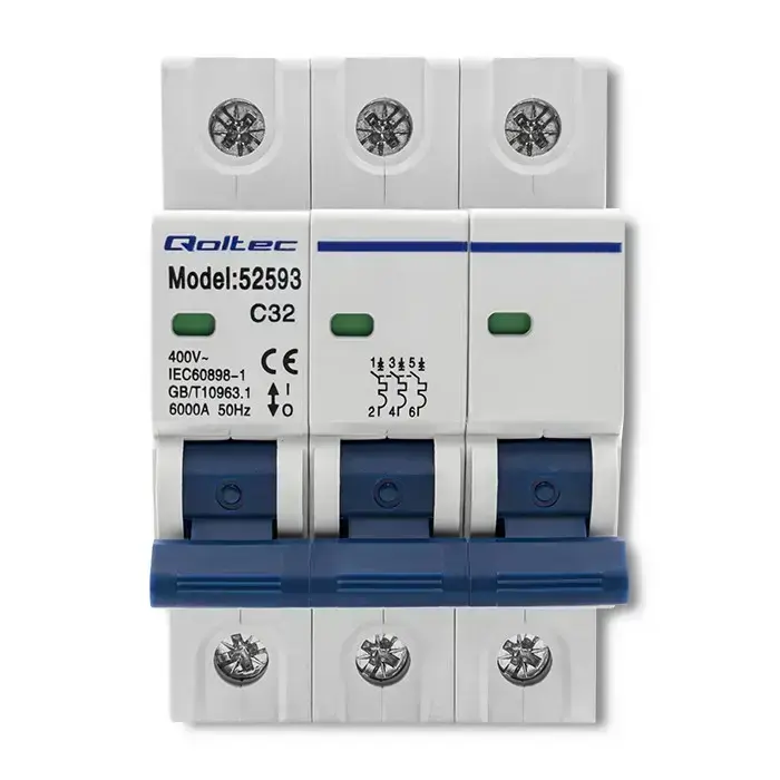 Qoltec Overcurrent Circuit Breaker C32 | Fuse | AC | 32A| 3P Photo 6
