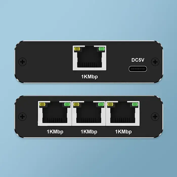 Qoltec Splitter Ethernet mini SWITCH 1x3 RJ45 | 1000Mb/s | USB-C | Aluminium Foto 13