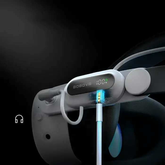 BoboVR E3 Pro Head Strap with Battery for Meta Quest 3 and 3S - White and Black Фото 4