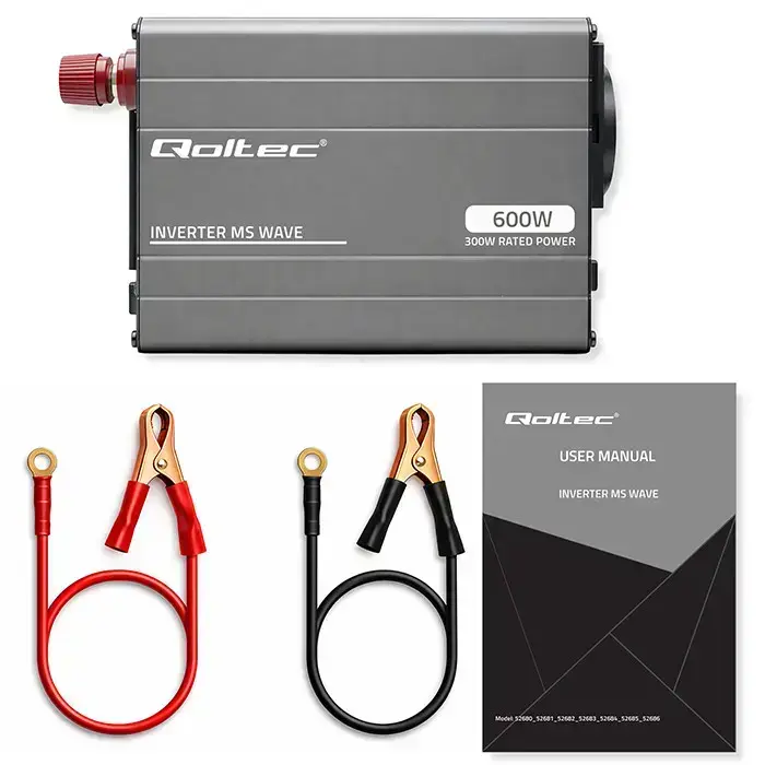 Qoltec MS Wave Voltage Converter | 12V to 230V | 300/600W | USB | Compatible with LiFePO4, GEL and AGM batteries Фото 12