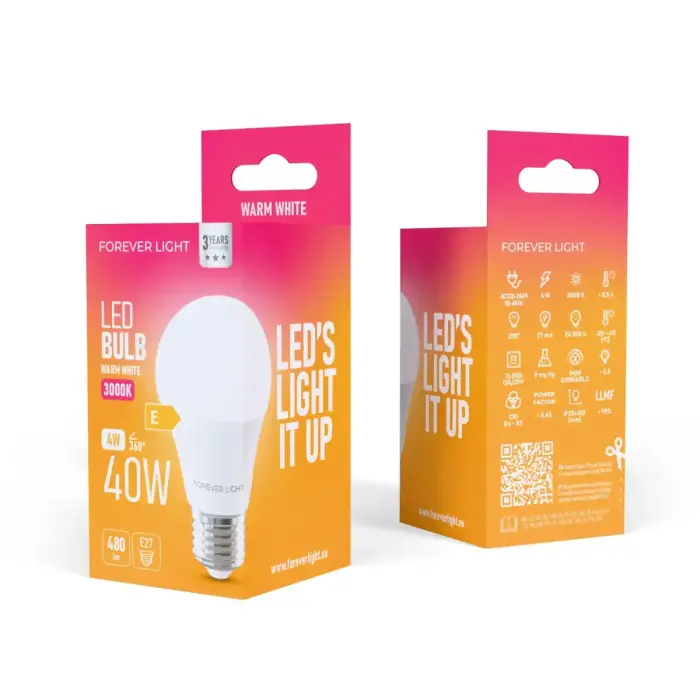 Forever Light LED Bulb E27 A55 4W 480lm 3000K class E Foto 6