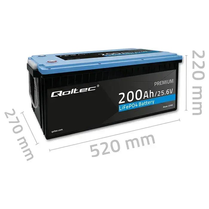 Qoltec LiFePO4 lithium iron phosphate battery | 25.6V | 200Ah | BMS Foto 8
