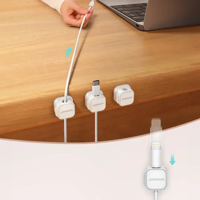 Joyroom JR-ZS368 magnetic cable organizer - white (6 pcs.) Photo 8