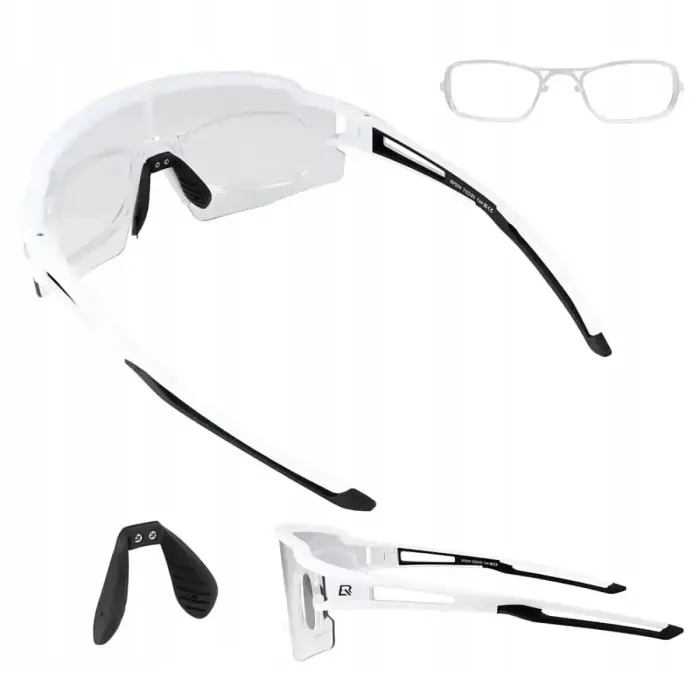 Rockbros Cycling Glasses Photochromic with UV Protection and Corrective Insert - White Foto 2