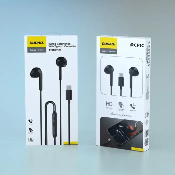 Dudao X3C In-Ear Wired USB-C Headphones 1.2m - Black Photo 10