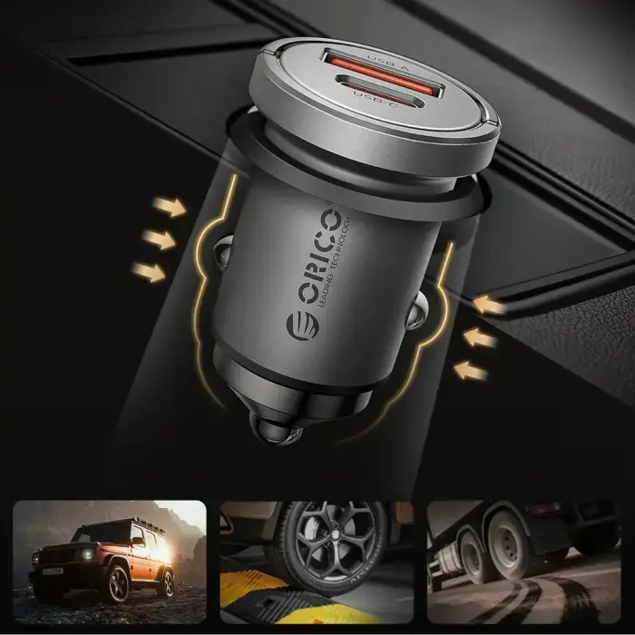 Orico MiniRing Pro 45W USB-A + USB-C Car Charger - Silver Foto 10
