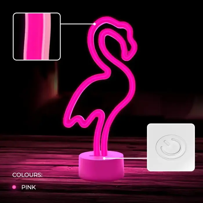 Neon LED on stand FLAMINGO pink USB-C FSC-11 Forever Light Фото 5