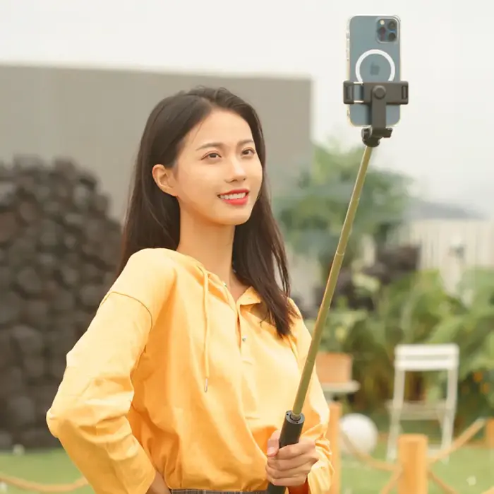 Selfie stick WHS1Y telescopic tripod 1m with phone holder - black Foto 11