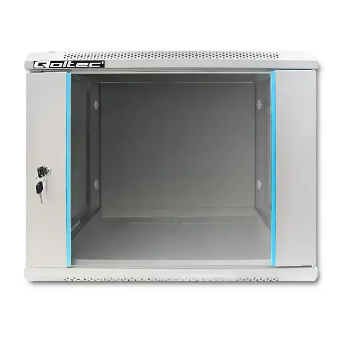 Qoltec RACK Cabinet 19" | 9U | 600 x 500 x 600 | Tempered doors | Hanging | Steel case | Lock | Grey Foto 5