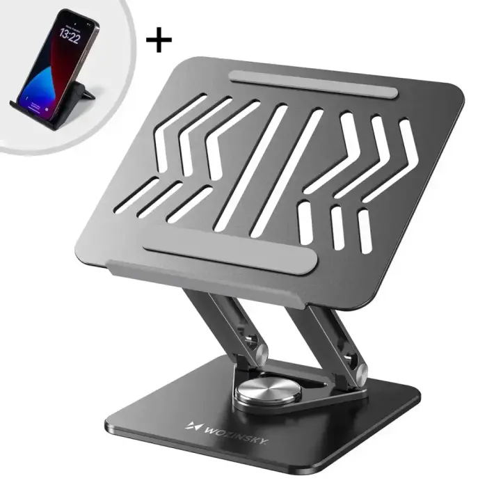 Wozinsky WRS-CPY84SB 360 Aluminum Laptop and Tablet Stand + Free Smartphone Stand - Black Фото 8