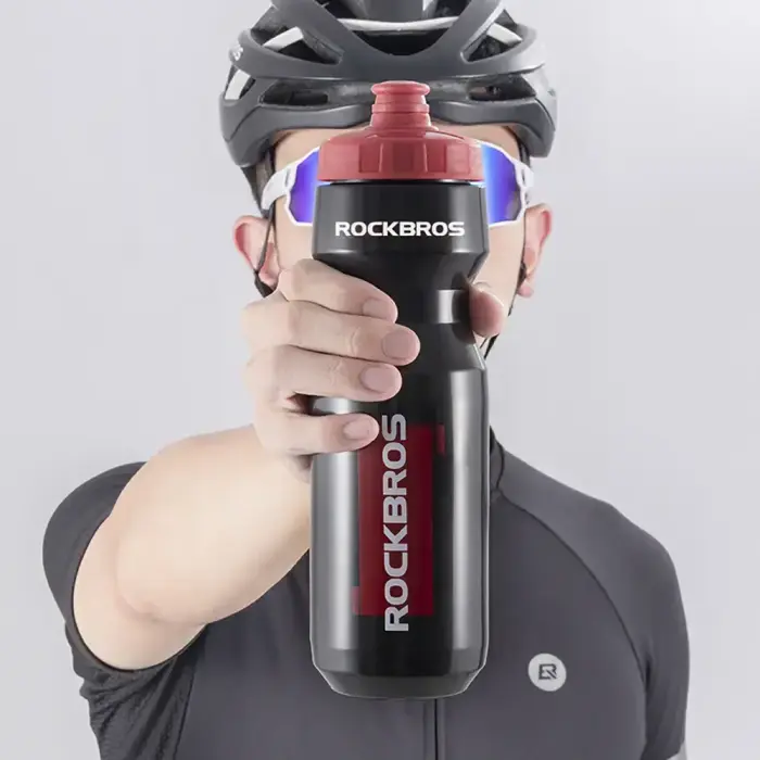 Rockbros 750 ml Bike Bottle - Transparent Black with Red Mouthpiece Photo 3