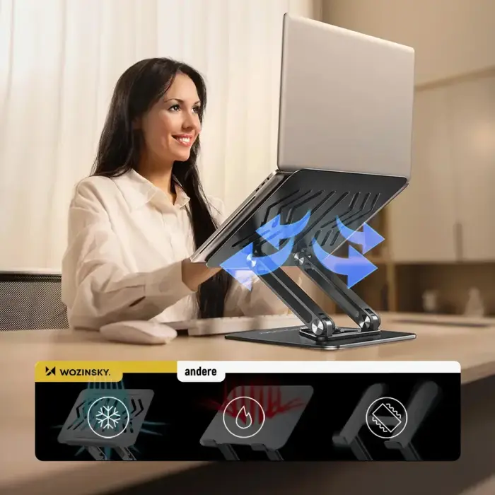 Wozinsky WRS-CPY84SB 360 Aluminum Laptop and Tablet Stand + Free Smartphone Stand - Black Фото 14